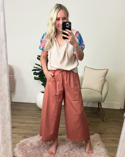 Auburn Linen Wide Leg Cropped Pants FINAL SALE  Be Cool   