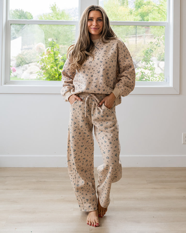 NEW! Ditsy Floral Barrel Leg Pants - Khaki Multi
