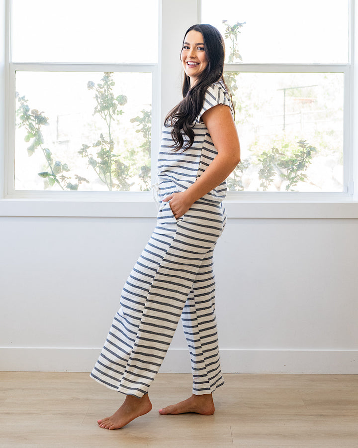 NEW! Harlow Striped Textured Knit Top - Navy Mine