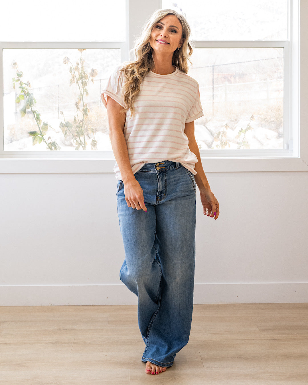 NEW! Madison Striped Top - Blush