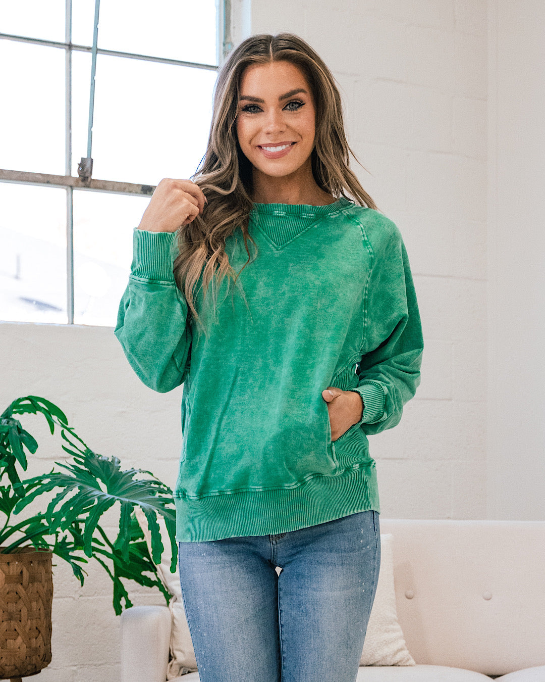 Girlfriend Crewneck Sweatshirt - Color Options Available! Zenana Ash Kelly Green