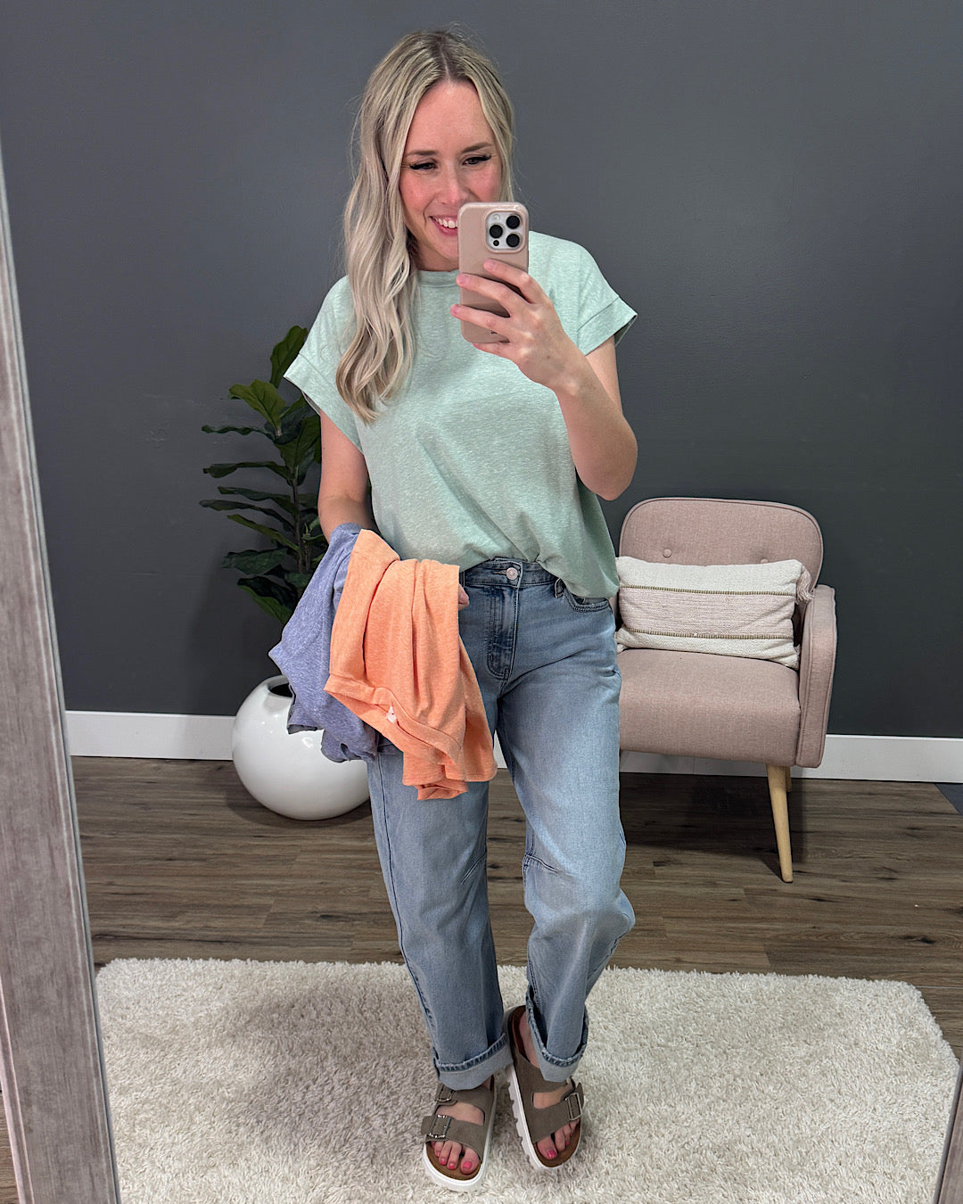 Jana Heathered Cap Sleeve Top - Denim Sew In Love