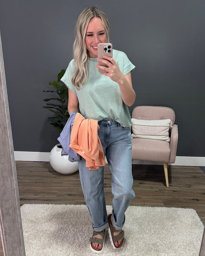 Jana Heathered Cap Sleeve Top - Denim Sew In Love