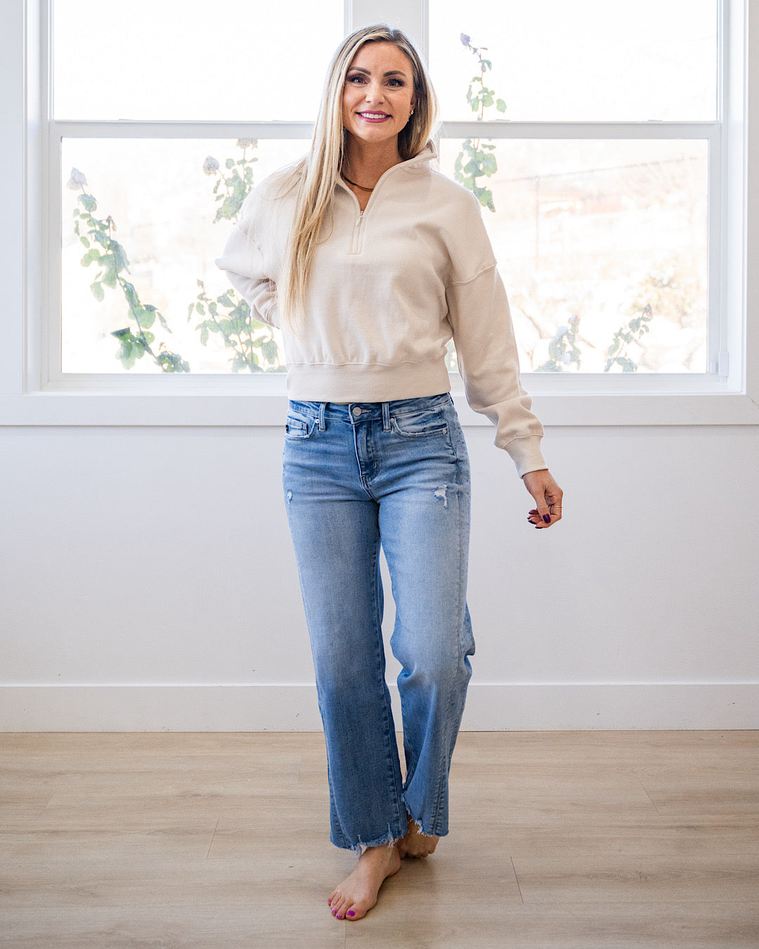 NEW! Dakota Half Zip Pullover - Beige