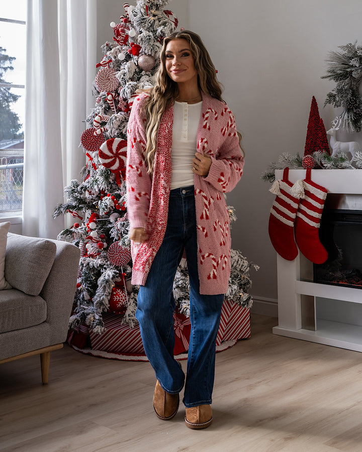 NEW! Christmas Cloud Open Cardigan - Candy Cane