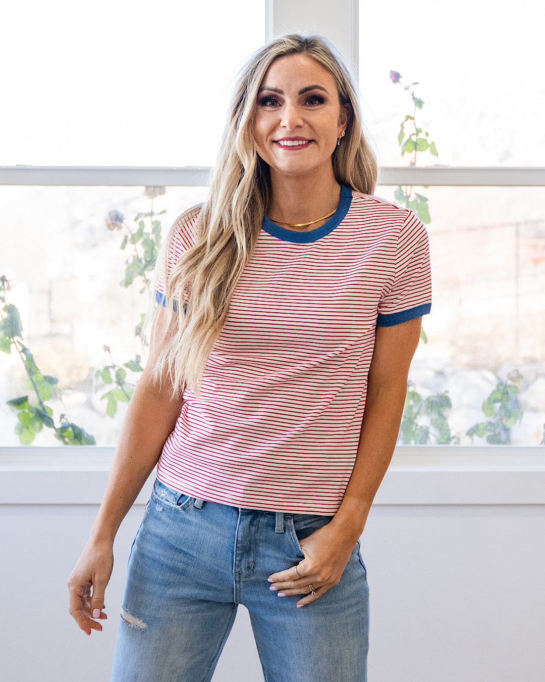 Alexis Striped Knit Top - Color Options Available! Wishlist Red