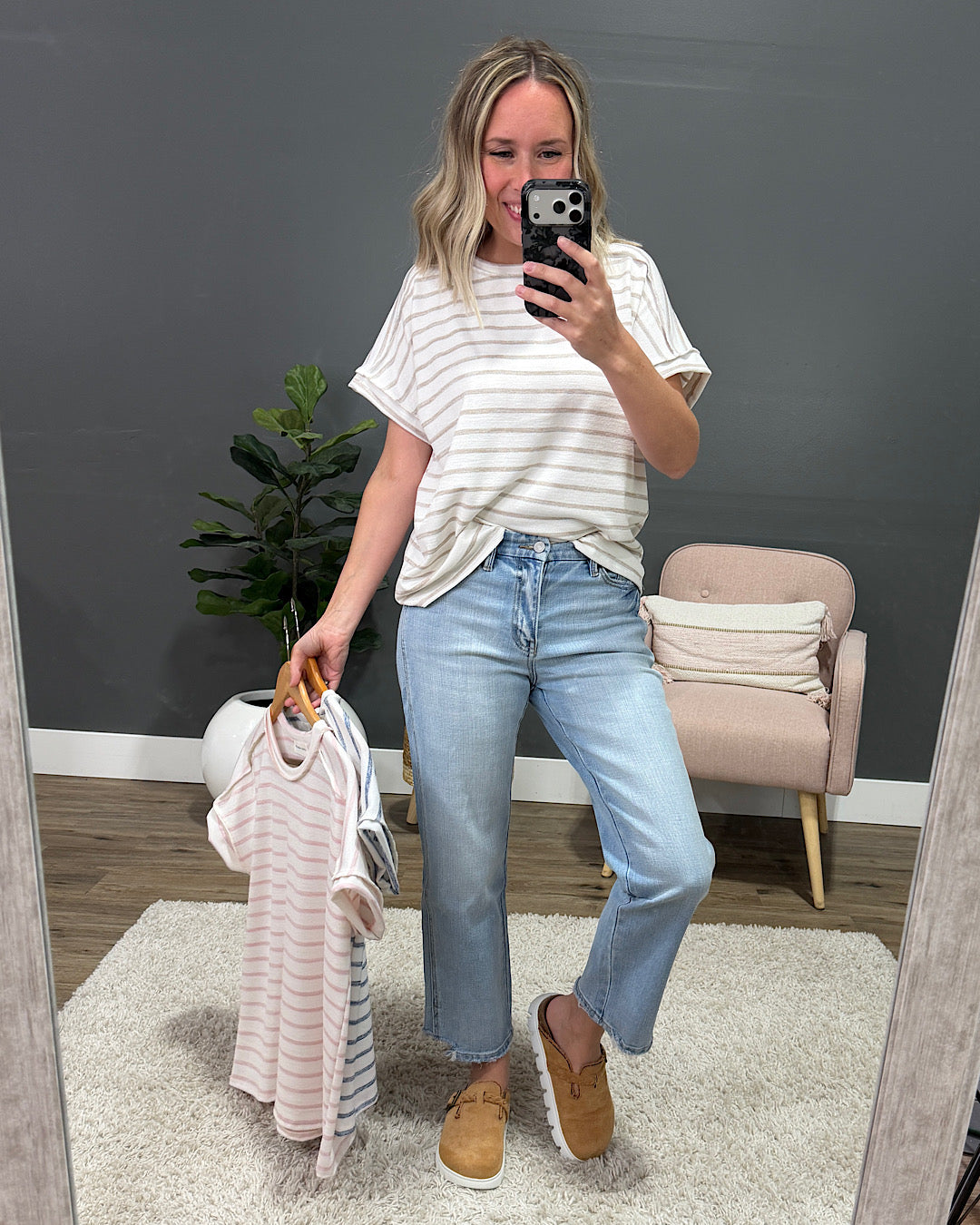 NEW! Madison Striped Top - Blush