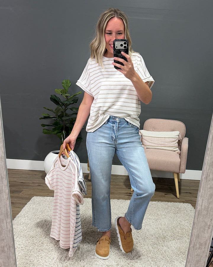 NEW! Madison Striped Top - Blush
