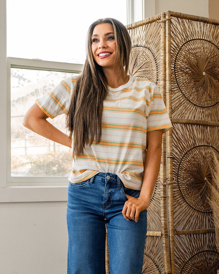 Kelsey Striped Short Sleeve Top - Citrus Wishlist