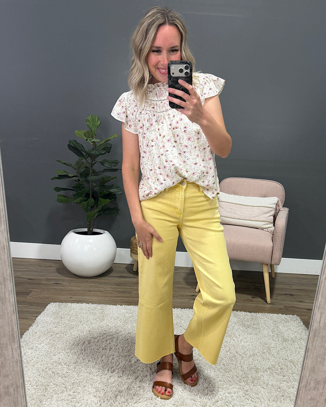NEW! Elise Floral Ruffle and Lace Top