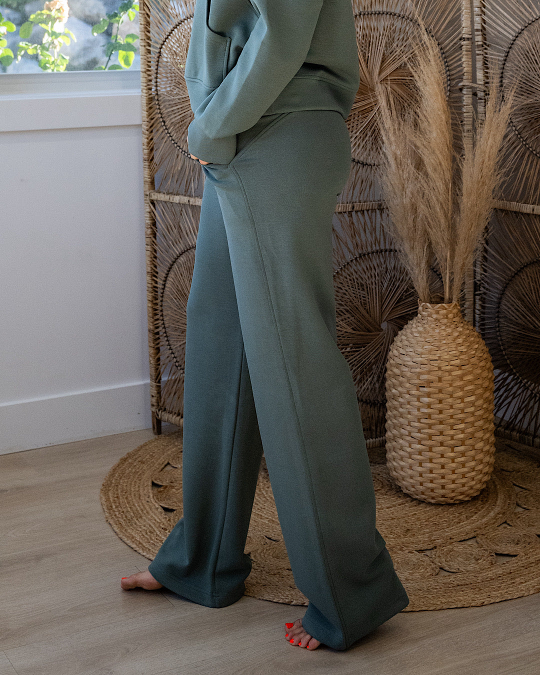 Rae Mode Buttery Soft Scuba Straight Pants - Sage Leaf