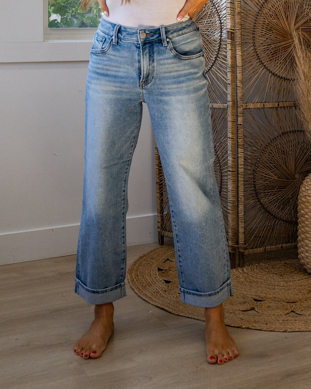 NEW! Risen Rowan Non Distressed Boyfriend Jeans - Light Wash Risen