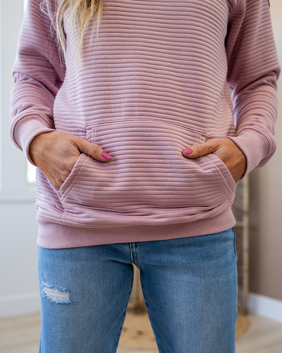 NEW! Tatum Textured Pullover Hoodie - Rose Michelle Mae