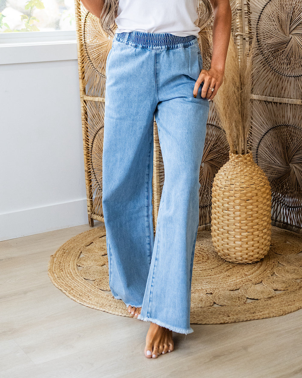 KanCan You Got Me Elastic Waist Wide Leg Jeans KanCan