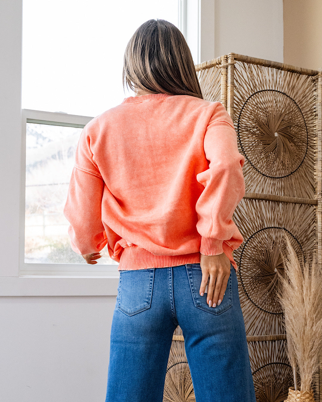 Boyfriend Crewneck Sweatshirt - Coral Zenana