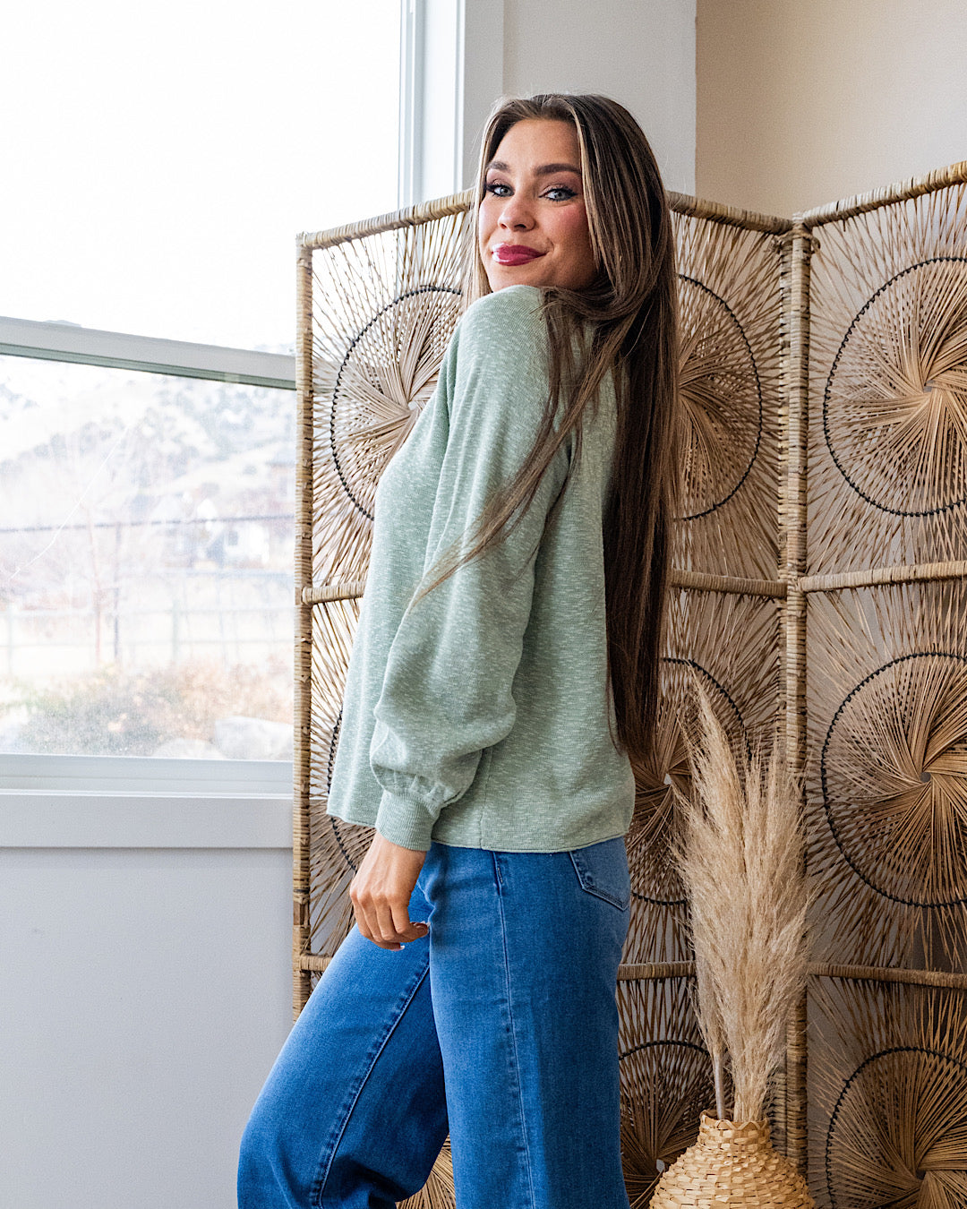 Claire Raglan Sweater - Sage Be Cool