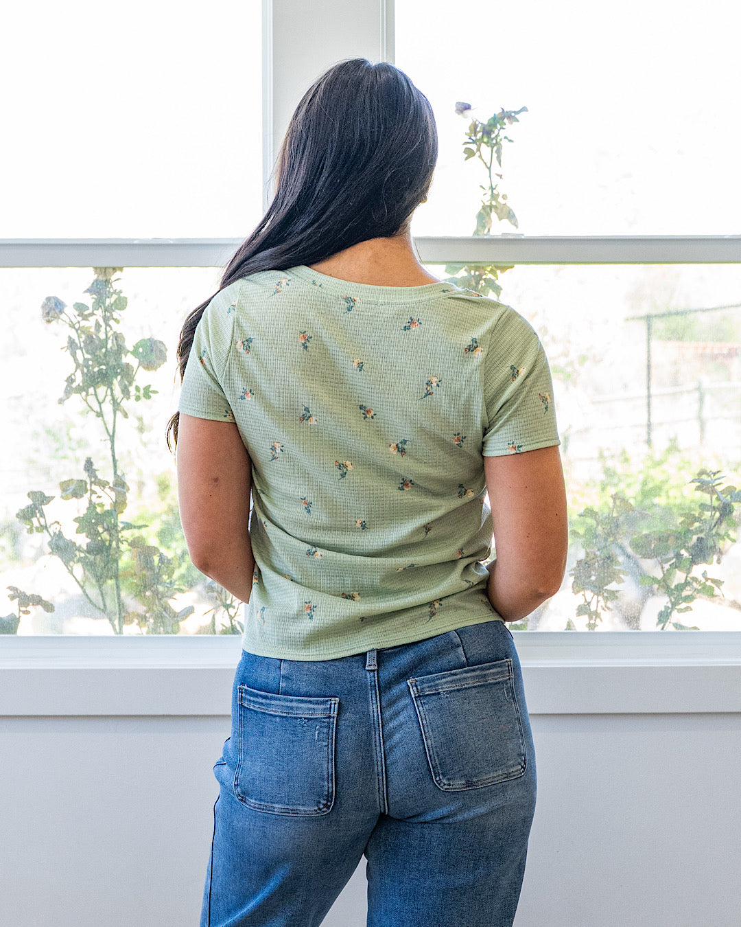 NEW! Skylar Textured Knit Floral Top - Sage PS Kate
