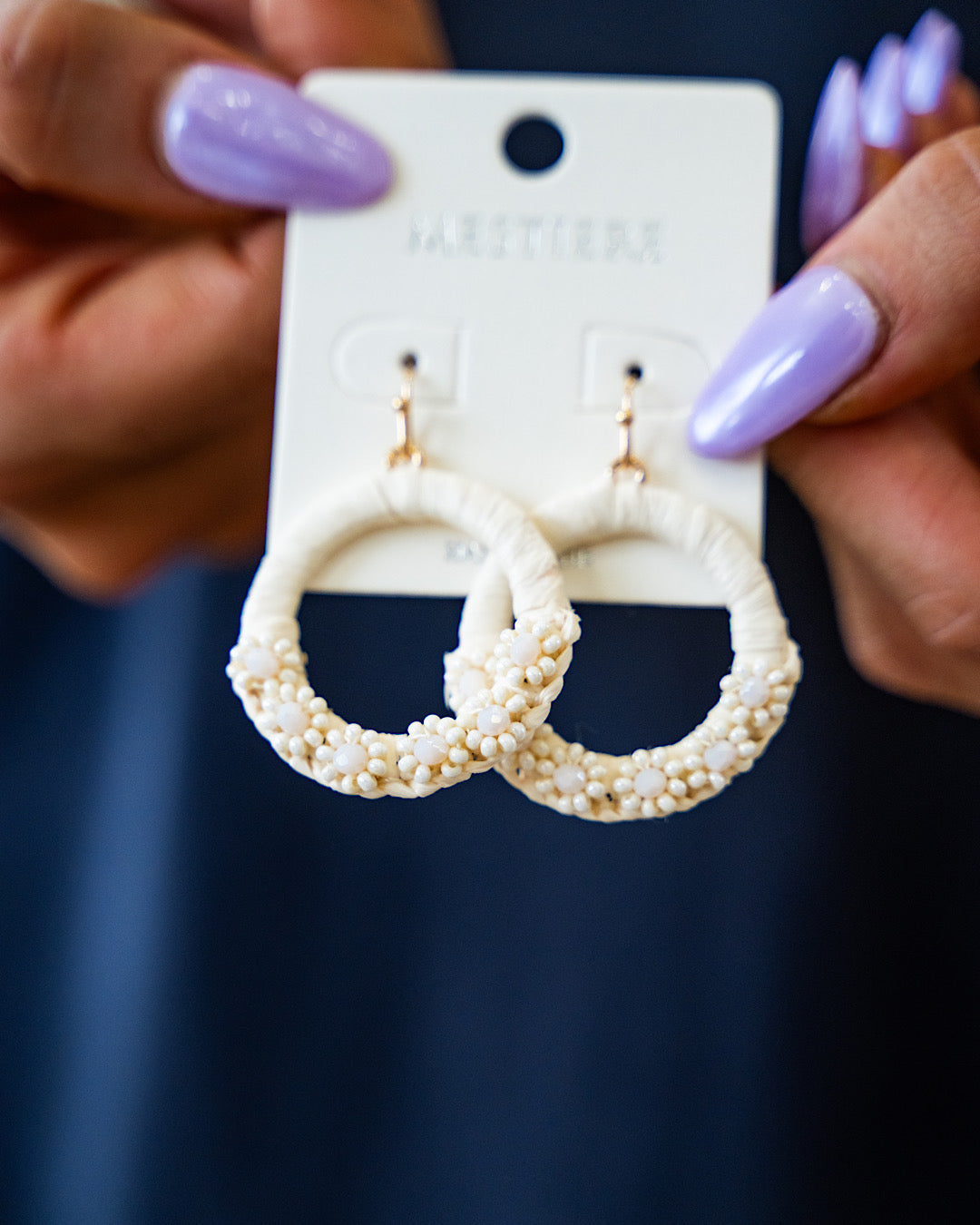NEW! Wrapped Hoops with Beaded Flower Detail - Ivory Crystals Trading Inc.