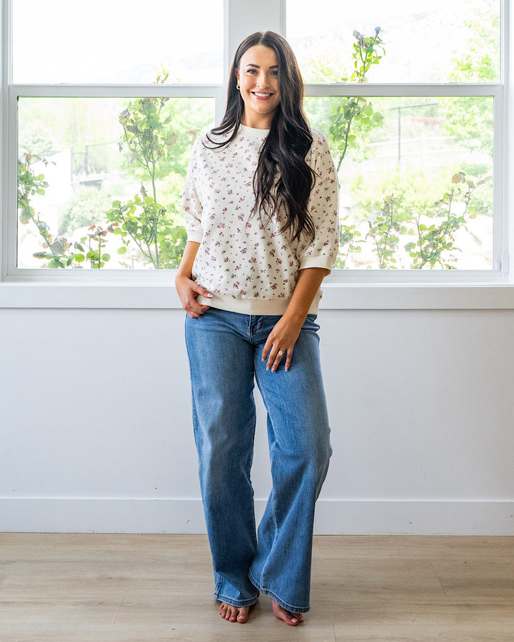 NEW! Tessa Floral Knit Top - Ivory Multi