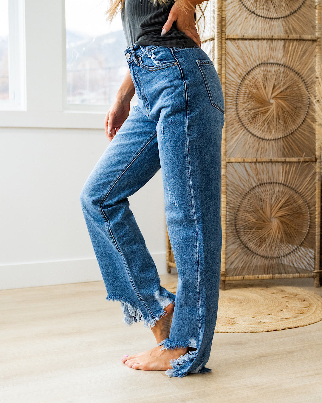 KanCan Selena Rigid Distressed Straight Jeans  KanCan   