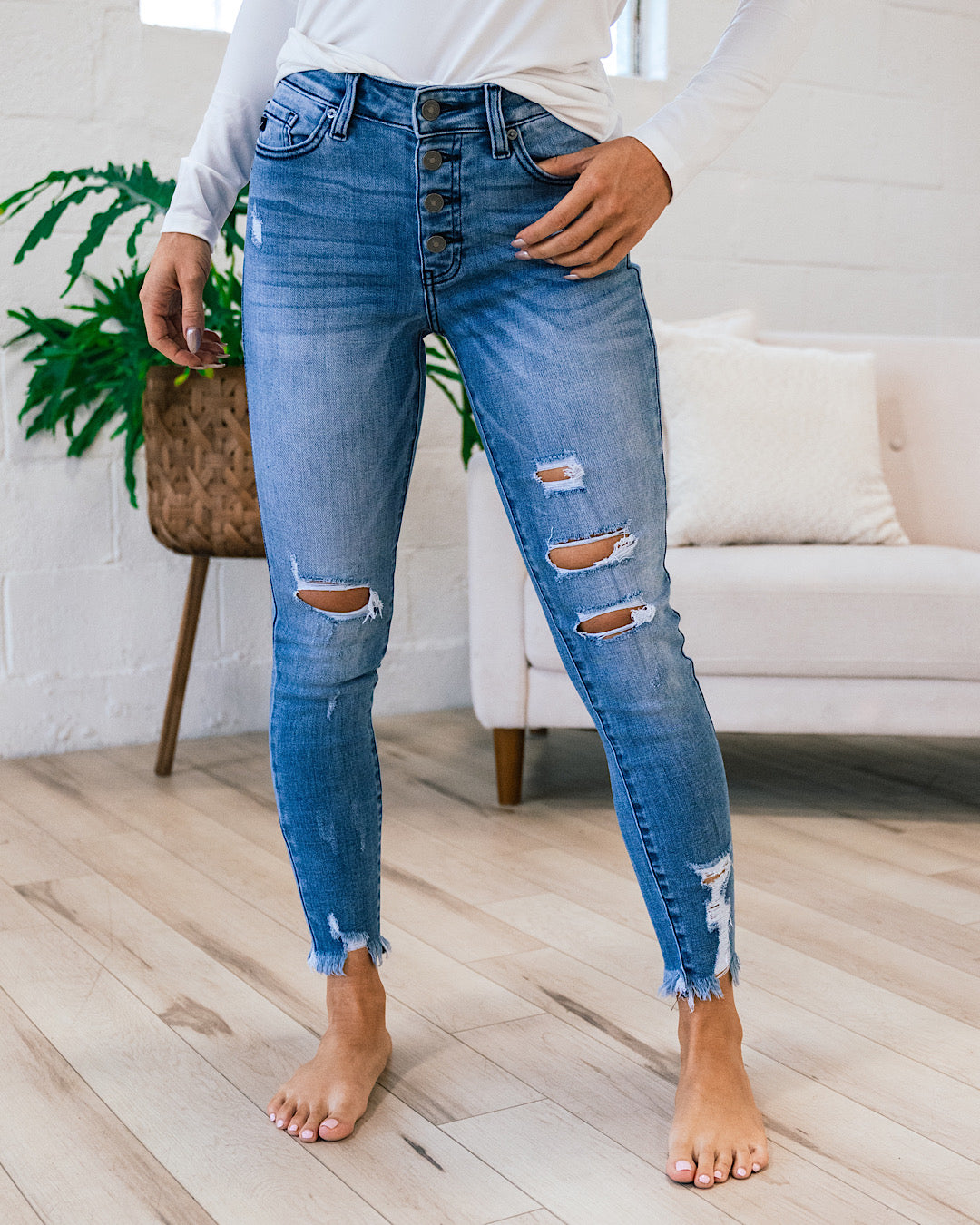 KanCan Maren Button Up Distressed Jeans FINAL SALE  KanCan   