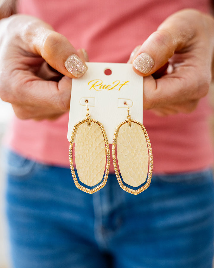 NEW! Textured Metal Leatherette Dangle Earrings - Gold Trendy Wholesale