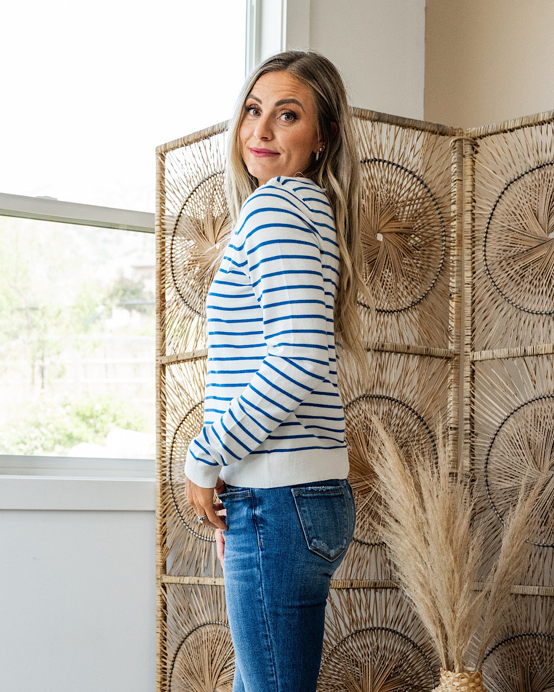 NEW! Camila Striped Crewneck Sweater - Blue  Staccato   