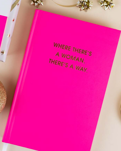 Hardcover Journal - 5 Colors Chez Gagne One Size Where Theres a Woman - Neon Pink