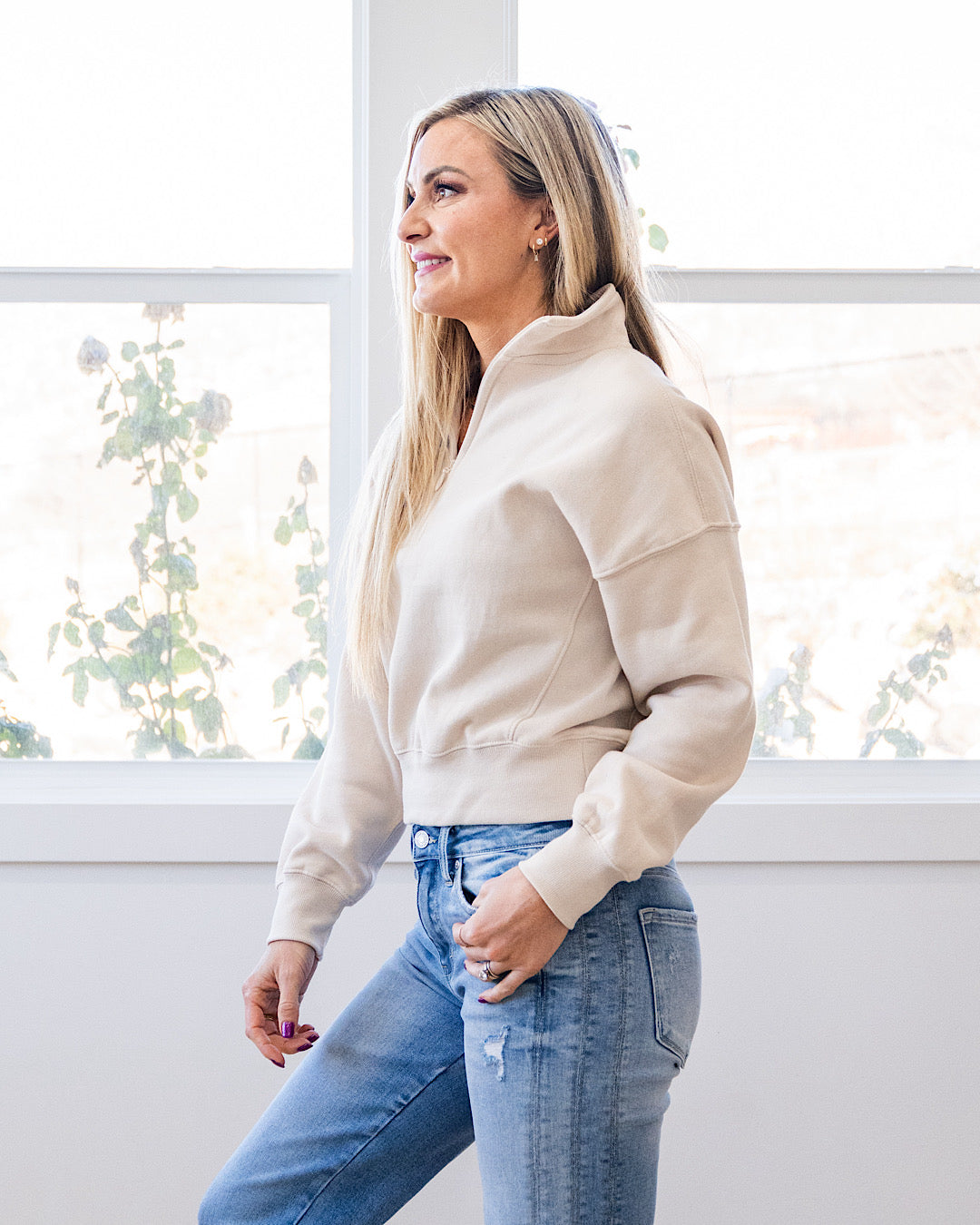 NEW! Dakota Half Zip Pullover - Beige