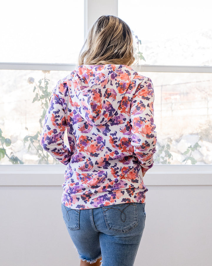 NEW! Lindsay Half Zip Hoodie - Purple Abstract