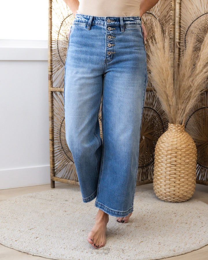 KanCan Eleanor Non Distressed Wide Leg Jeans  KanCan   