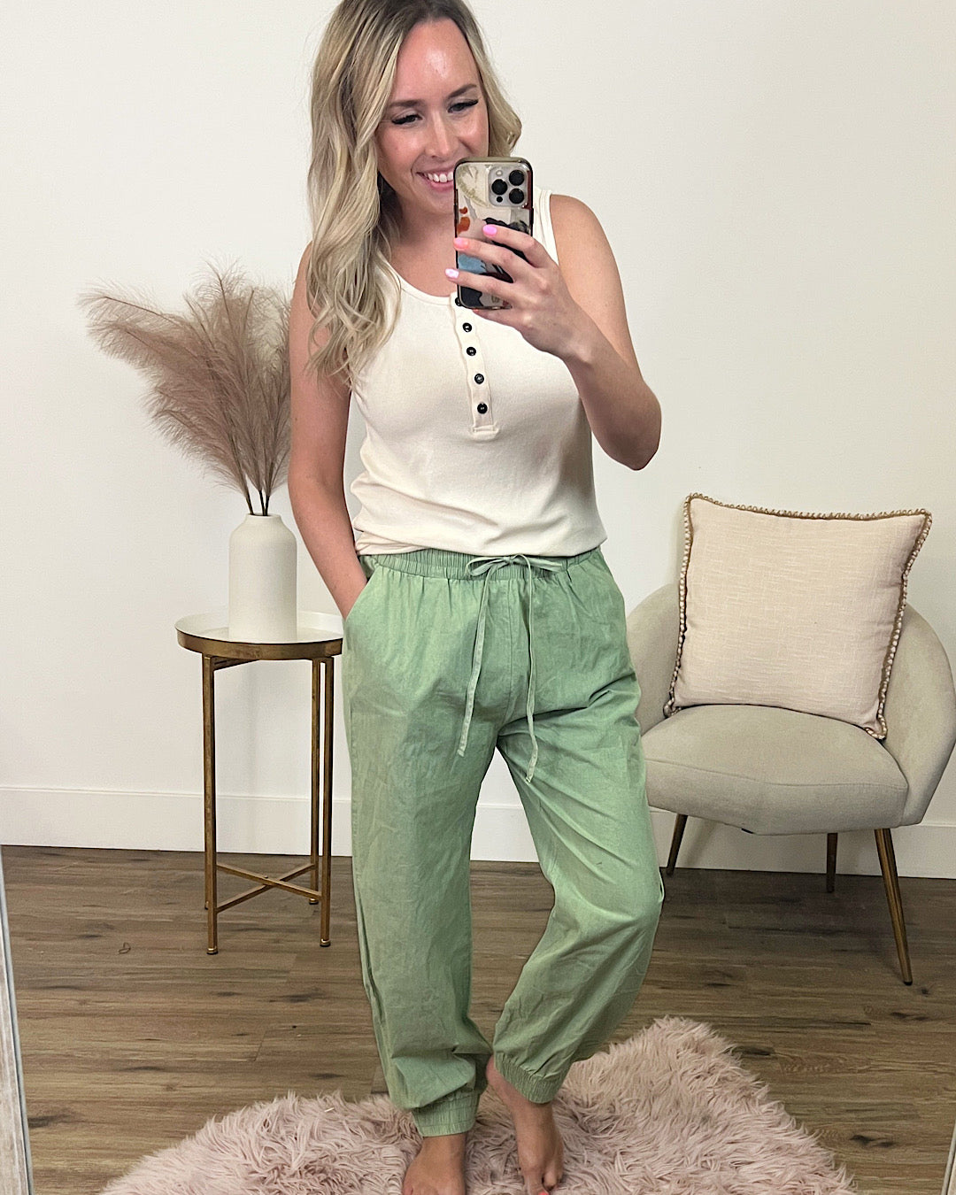 Drawstring Waist Joggers - Sage FINAL SALE  Sew In Love   