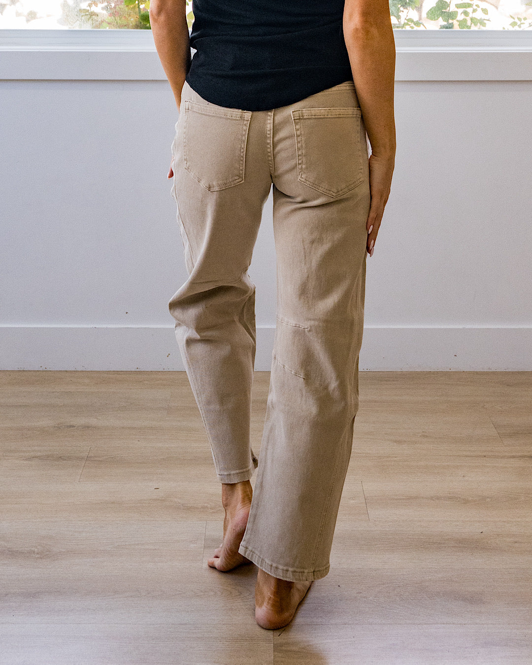NEW! Alexandra Non Distressed Barrel Jeans - Ash Mocha Zenana