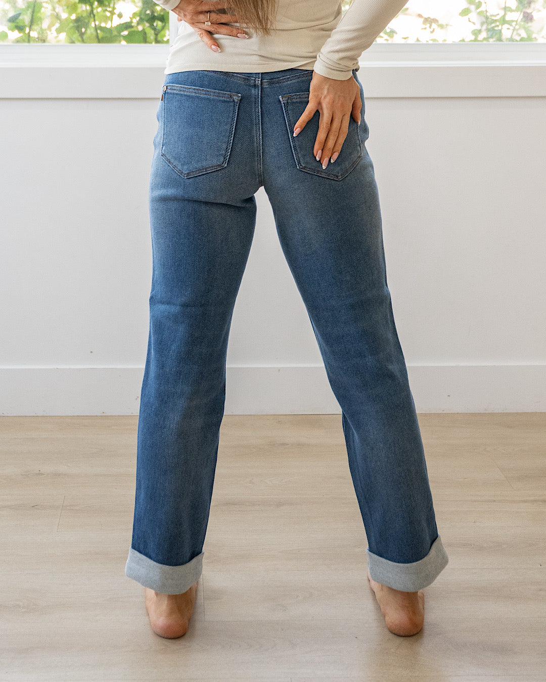 NEW! Judy Blue Corrine Roll Hem Boyfriend Jeans Judy Blue