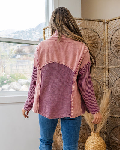 Grandpa Sweater Knit Cardigan - Wild Berry Heyson