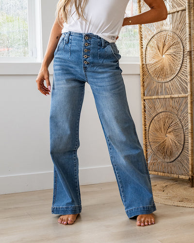 NEW! KanCan Sienna Non Distressed Wide Leg Jeans  KanCan   