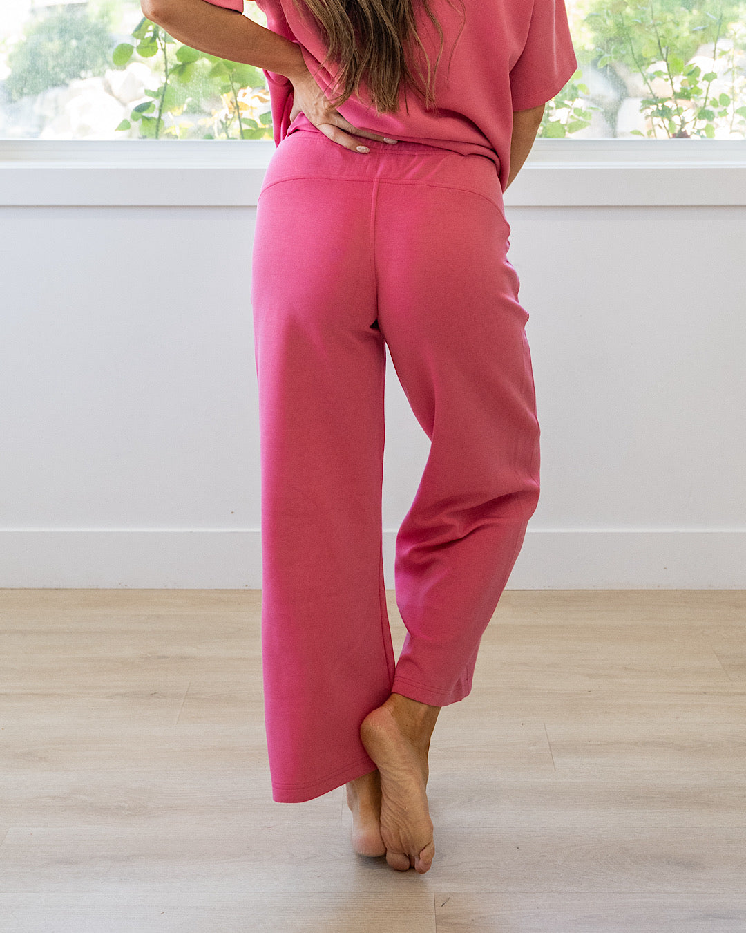 NEW! Kendall Scuba Fabric Wide Leg Pants - Brink Pink