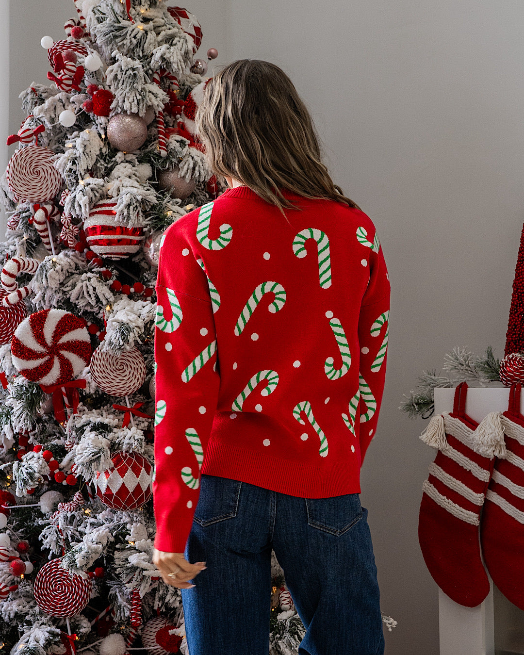 NEW! Christmas Candy Cane Sweater - Red
