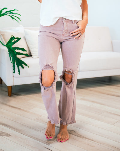 Risen Step Away Distressed Knee Jeans - Mauve FINAL SALE  Risen   