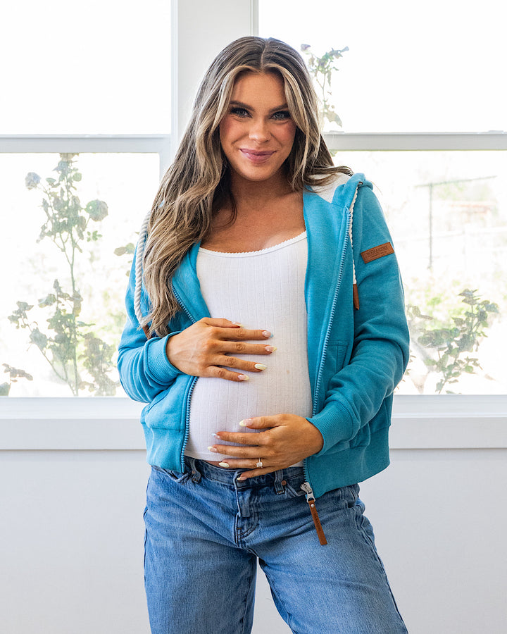 NEW! Wanakome Cropped Zip Up Hoodie - Lagoon Blue