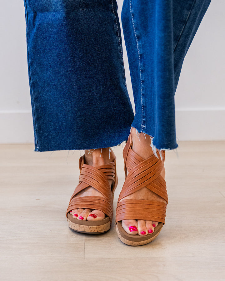 NEW! Corkys Good For You Wedge Sandals - Cognac Corkys Footwear