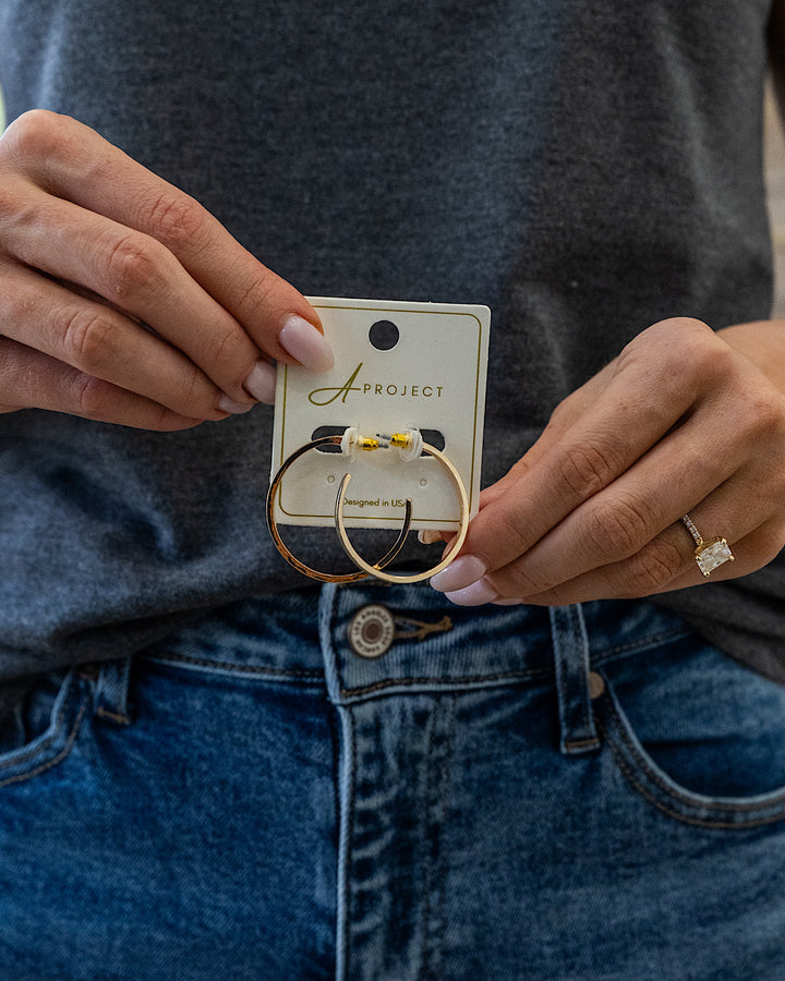 Color Filled Open Hoop Earrings - Black