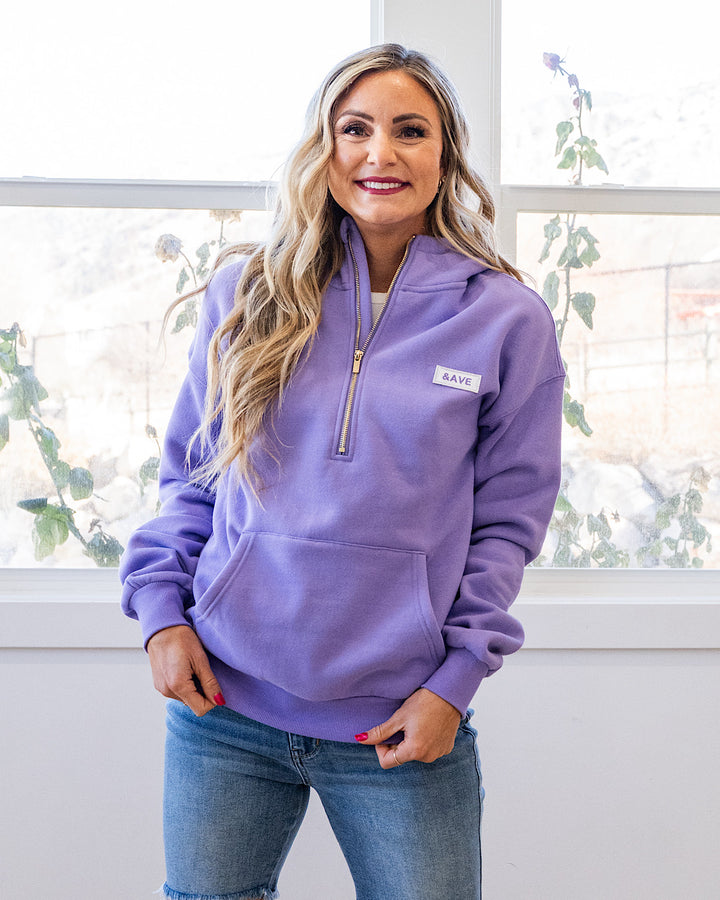 NEW! Ampersand Ave Comfort Zone HalfZip Hoodie - Lavender