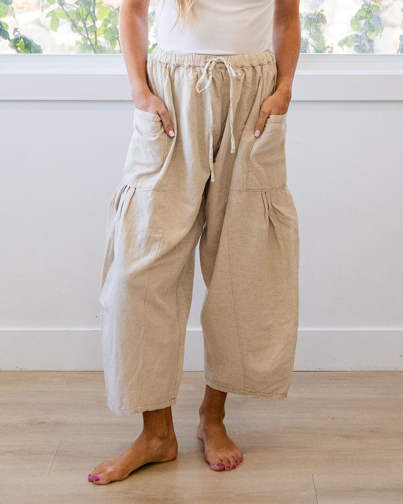 NEW! Sonya Wide Leg Linen Pants - Natural Cotierra