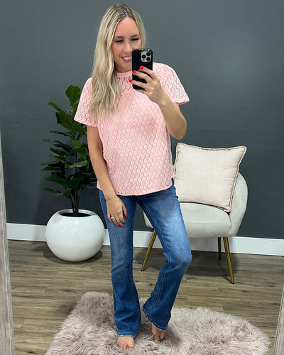 Dina Lace Ruffle Neck Top - Pink FINAL SALE  First Love   