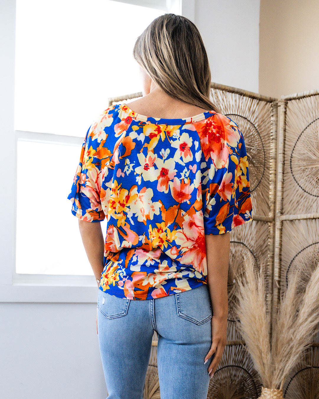 Brenda Royal Blue and Orange Floral Top FINAL SALE  Sew In Love   