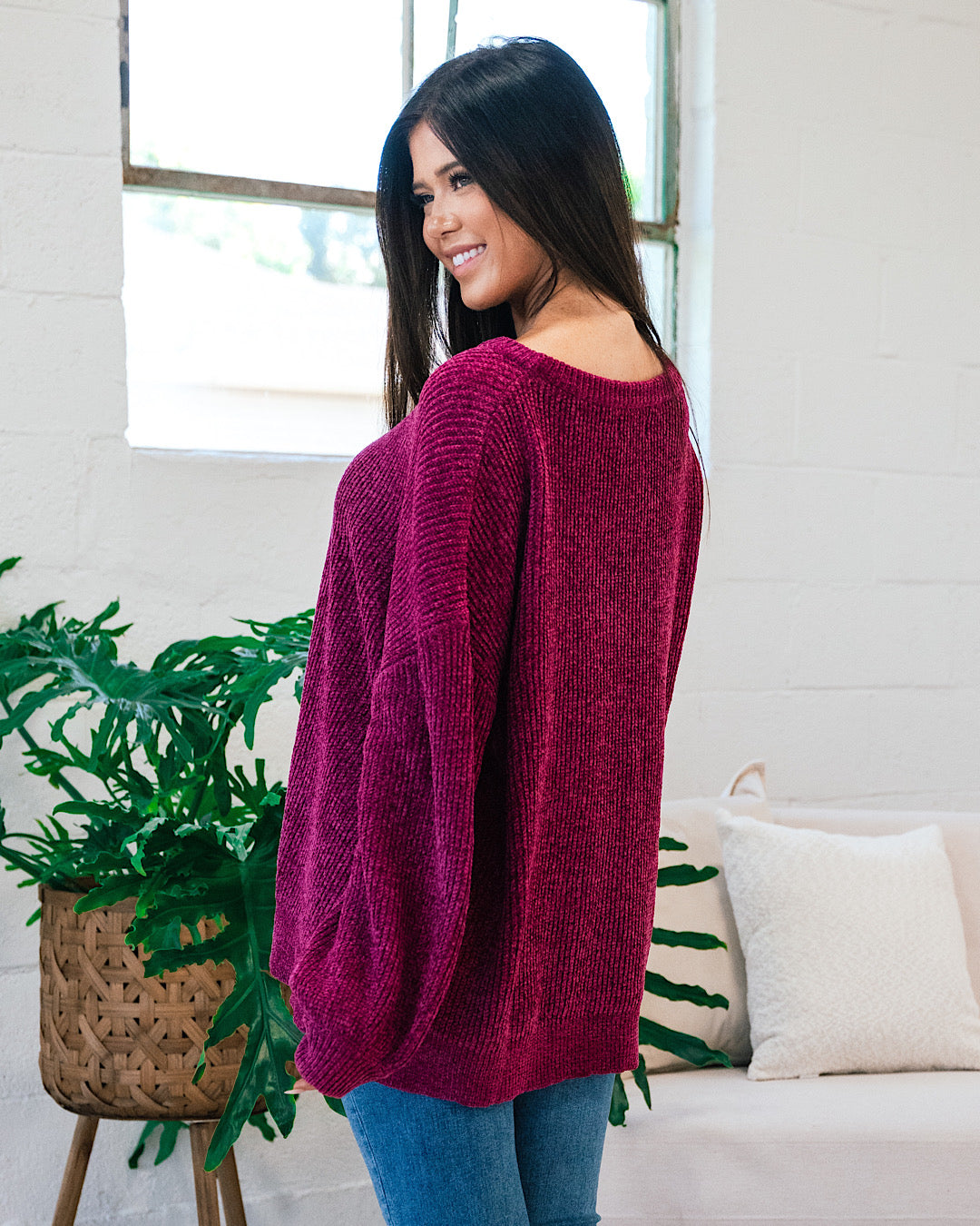 Lost Track Maroon Chenille Sweater FINAL SALE  First Love   
