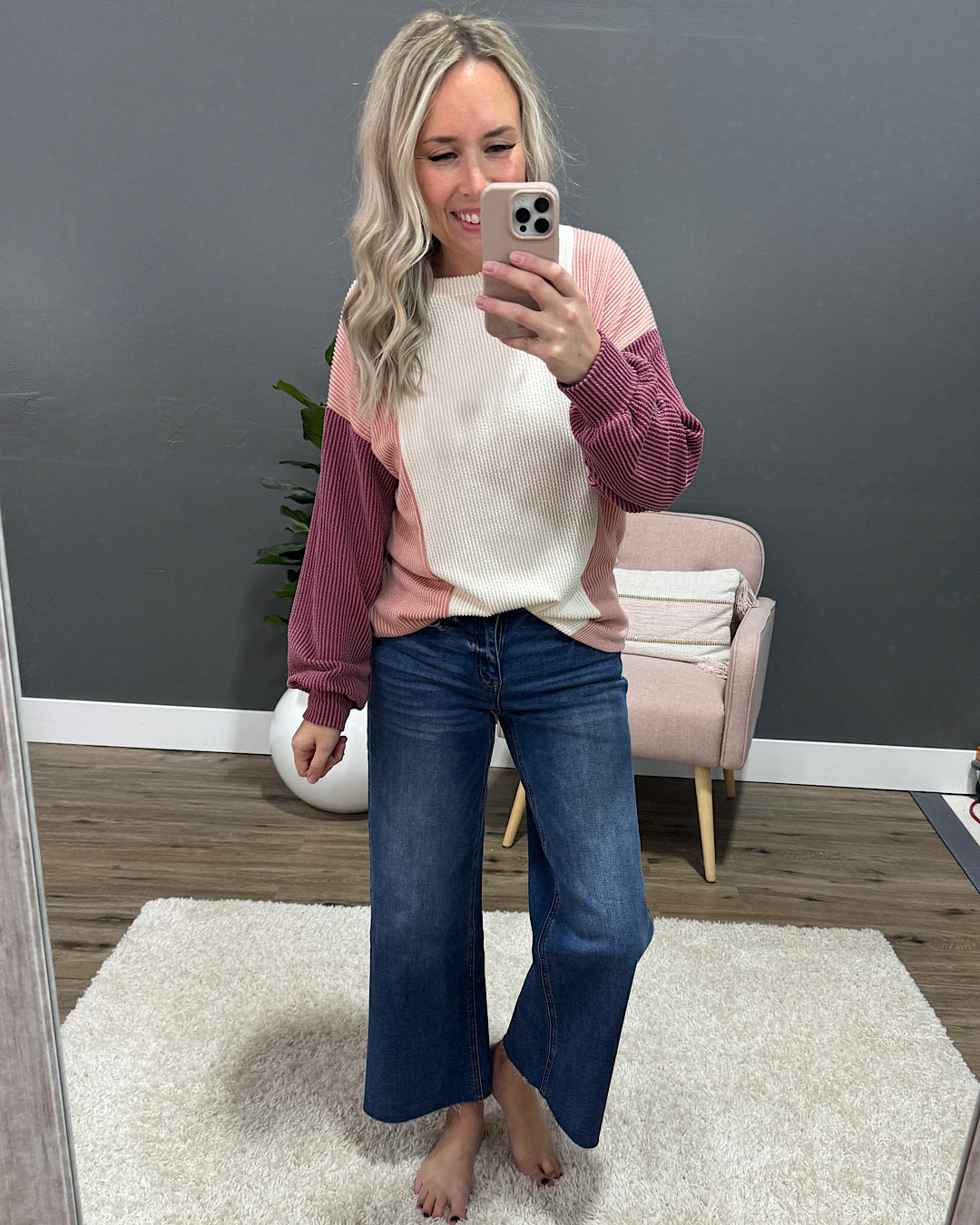 Aaliyah Color Block Corded Top - Marsala FINAL SALE 7th Ray