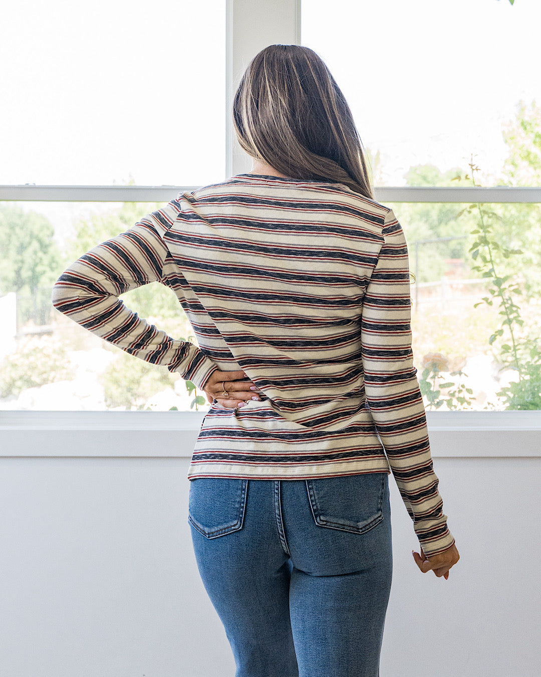 NEW! Alexa Multi Striped Top - Cream, Navy & Rust