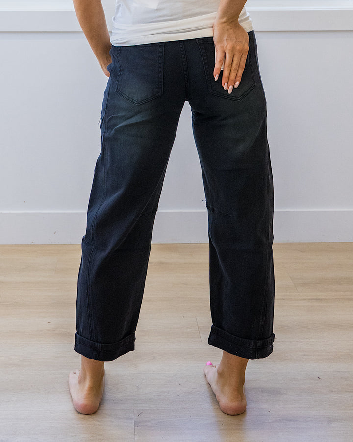 NEW! Alexandra Non Distressed Barrel Jeans - Black